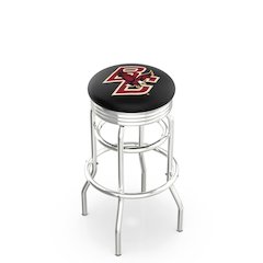 25" L7C3C - Chrome Double Ring Boston College Swivel Bar Stool with 2.5" Ribbed Accent Ring by Holland Bar Stool Company
