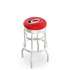 25" L7C3C - Chrome Double Ring Carolina Hurricanes Swivel Bar Stool with 2.5" Ribbed Accent Ring by Holland Bar Stool Company