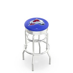 25" L7C3C - Chrome Double Ring Colorado Avalanche Swivel Bar Stool with 2.5" Ribbed Accent Ring by Holland Bar Stool Company