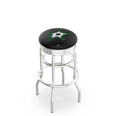 25" L7C3C - Chrome Double Ring Dallas Stars Swivel Bar Stool with 2.5" Ribbed Accent Ring by Holland Bar Stool Company