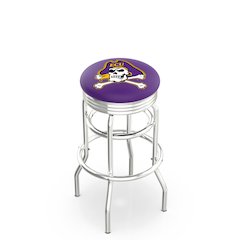 25" L7C3C - Chrome Double Ring East Carolina Swivel Bar Stool with 2.5" Ribbed Accent Ring by Holland Bar Stool Company