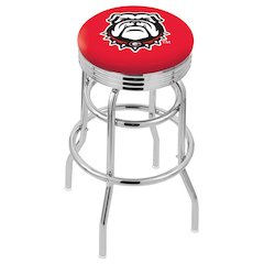 25" L7C3C - Chrome Double Ring Georgia "Bulldog" Swivel Bar Stool with 2.5" Ribbed Accent Ring by Holland Bar Stool Company
