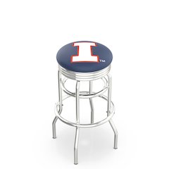 25" L7C3C - Chrome Double Ring Illinois Swivel Bar Stool with 2.5" Ribbed Accent Ring by Holland Bar Stool Company