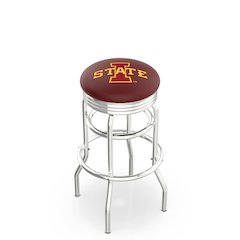 25" L7C3C - Chrome Double Ring Iowa State Swivel Bar Stool with 2.5" Ribbed Accent Ring by Holland Bar Stool Company