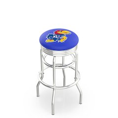 25" L7C3C - Chrome Double Ring Kansas Swivel Bar Stool with 2.5" Ribbed Accent Ring by Holland Bar Stool Company