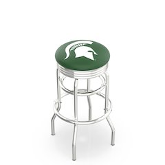 25" L7C3C - Chrome Double Ring Michigan State Swivel Bar Stool with 2.5" Ribbed Accent Ring by Holland Bar Stool Company