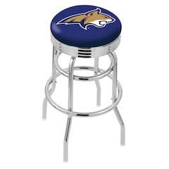 25" L7C3C - Chrome Double Ring Montana State Swivel Bar Stool with 2.5" Ribbed Accent Ring by Holland Bar Stool Company