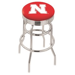 25" L7C3C - Chrome Double Ring Nebraska Swivel Bar Stool with 2.5" Ribbed Accent Ring by Holland Bar Stool Company