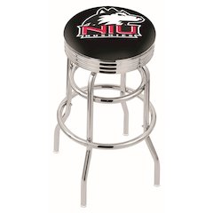 25" L7C3C - Chrome Double Ring Northern Illinois Swivel Bar Stool with 2.5" Ribbed Accent Ring by Holland Bar Stool Company
