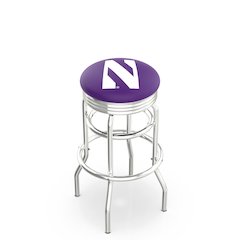 25" L7C3C - Chrome Double Ring Northwestern Swivel Bar Stool with 2.5" Ribbed Accent Ring by Holland Bar Stool Company