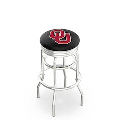 25" L7C3C - Chrome Double Ring Oklahoma Swivel Bar Stool with 2.5" Ribbed Accent Ring by Holland Bar Stool Company
