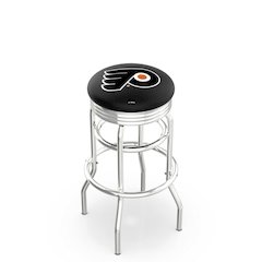 25" L7C3C - Chrome Double Ring Philadelphia Flyers Swivel Bar Stool with 2.5" Ribbed Accent Ring by Holland Bar Stool Company