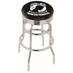 25" L7C3C - Chrome Double Ring POW/MIA Swivel Bar Stool with 2.5" Ribbed Accent Ring by Holland Bar Stool Company