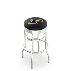 25" L7C3C - Chrome Double Ring Purdue Swivel Bar Stool with 2.5" Ribbed Accent Ring by Holland Bar Stool Company