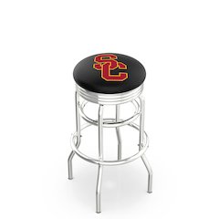 25" L7C3C - Chrome Double Ring USC Trojans Swivel Bar Stool with 2.5" Ribbed Accent Ring by Holland Bar Stool Company