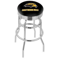 25" L7C3C - Chrome Double Ring Southern Miss Swivel Bar Stool with 2.5" Ribbed Accent Ring by Holland Bar Stool Company
