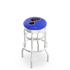 25" L7C3C - Chrome Double Ring St Louis Blues Swivel Bar Stool with 2.5" Ribbed Accent Ring by Holland Bar Stool Company