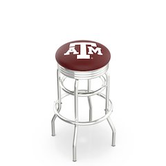 25" L7C3C - Chrome Double Ring Texas A&M Swivel Bar Stool with 2.5" Ribbed Accent Ring by Holland Bar Stool Company