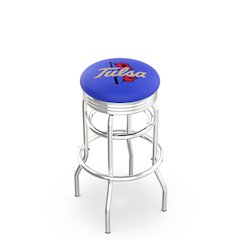 25" L7C3C - Chrome Double Ring Tulsa Swivel Bar Stool with 2.5" Ribbed Accent Ring by Holland Bar Stool Company