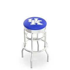 25" L7C3C - Chrome Double Ring Kentucky "UK" Swivel Bar Stool with 2.5" Ribbed Accent Ring by Holland Bar Stool Company