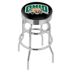 25" L7C3C - Chrome Double Ring Ohio University Swivel Bar Stool with 2.5" Ribbed Accent Ring by Holland Bar Stool Company