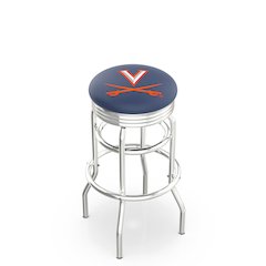 25" L7C3C - Chrome Double Ring Virginia Swivel Bar Stool with 2.5" Ribbed Accent Ring by Holland Bar Stool Company