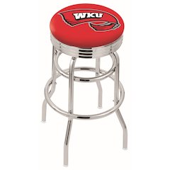 25" L7C3C - Chrome Double Ring Western Kentucky Swivel Bar Stool with 2.5" Ribbed Accent Ring by Holland Bar Stool Company