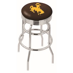 25" L7C3C - Chrome Double Ring Wyoming Swivel Bar Stool with 2.5" Ribbed Accent Ring by Holland Bar Stool Company