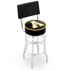 25" L7C4 - Chrome Double Ring Appalachian State Swivel Bar Stool with a Back by Holland Bar Stool Company