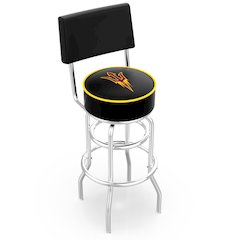 25" L7C4 - Chrome Double Ring Arizona State Swivel Bar Stool with a Back and Pitchfork Logo by Holland Bar Stool Company