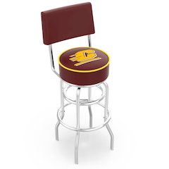 25" L7C4 - Chrome Double Ring Central Michigan Swivel Bar Stool with a Back by Holland Bar Stool Company