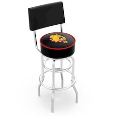 25" L7C4 - Chrome Double Ring Ferris State Swivel Bar Stool with a Back by Holland Bar Stool Company