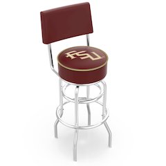 25" L7C4 - Chrome Double Ring Florida State (Script) Swivel Bar Stool with a Back by Holland Bar Stool Company