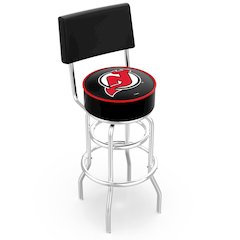 25" L7C4 - Chrome Double Ring New Jersey Devils Swivel Bar Stool with a Back by Holland Bar Stool Company
