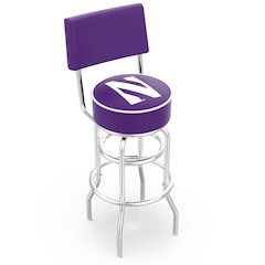 25" L7C4 - Chrome Double Ring Northwestern Swivel Bar Stool with a Back by Holland Bar Stool Company