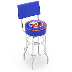 25" L7C4 - Chrome Double Ring New York Islanders Swivel Bar Stool with a Back by Holland Bar Stool Company