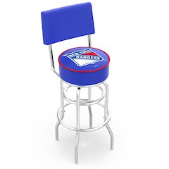 25" L7C4 - Chrome Double Ring New York Rangers Swivel Bar Stool with a Back by Holland Bar Stool Company