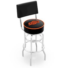 25" L7C4 - Chrome Double Ring Oklahoma State Swivel Bar Stool with a Back by Holland Bar Stool Company