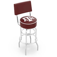 25" L7C4 - Chrome Double Ring Texas A&M Swivel Bar Stool with a Back by Holland Bar Stool Company