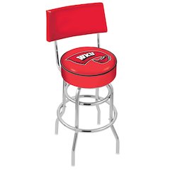 25" L7C4 - Chrome Double Ring Western Kentucky Swivel Bar Stool with a Back by Holland Bar Stool Company