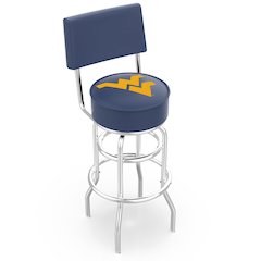 25" L7C4 - Chrome Double Ring West Virginia Swivel Bar Stool with a Back by Holland Bar Stool Company