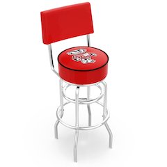 25" L7C4 - Chrome Double Ring Wisconsin "Badger" Swivel Bar Stool with a Back by Holland Bar Stool Company