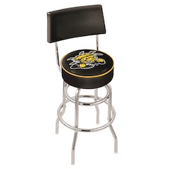 25" L7C4 - Chrome Double Ring Wichita State Swivel Bar Stool with a Back by Holland Bar Stool Company