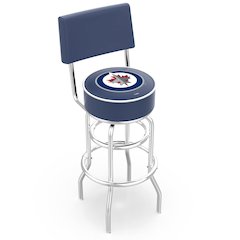 25" L7C4 - Chrome Double Ring Winnipeg Jets Swivel Bar Stool with a Back by Holland Bar Stool Company