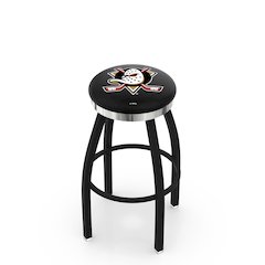 36" L8B2C - Black Wrinkle Anaheim Ducks Swivel Bar Stool with Chrome Accent Ring by Holland Bar Stool Company