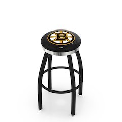 36" L8B2C - Black Wrinkle Boston Bruins Swivel Bar Stool with Chrome Accent Ring by Holland Bar Stool Company