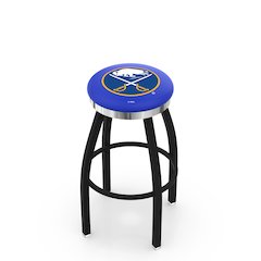 36" L8B2C - Black Wrinkle Buffalo Sabres Swivel Bar Stool with Chrome Accent Ring by Holland Bar Stool Company