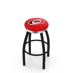 36" L8B2C - Black Wrinkle Carolina Hurricanes Swivel Bar Stool with Chrome Accent Ring by Holland Bar Stool Company
