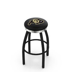 36" L8B2C - Black Wrinkle Colorado Swivel Bar Stool with Chrome Accent Ring by Holland Bar Stool Company