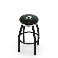 36" L8B2C - Black Wrinkle Dallas Stars Swivel Bar Stool with Chrome Accent Ring by Holland Bar Stool Company